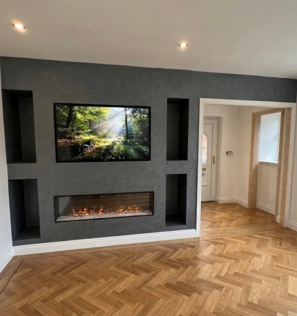Metallic Suede Effect Media Wall